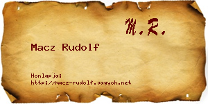Macz Rudolf névjegykártya